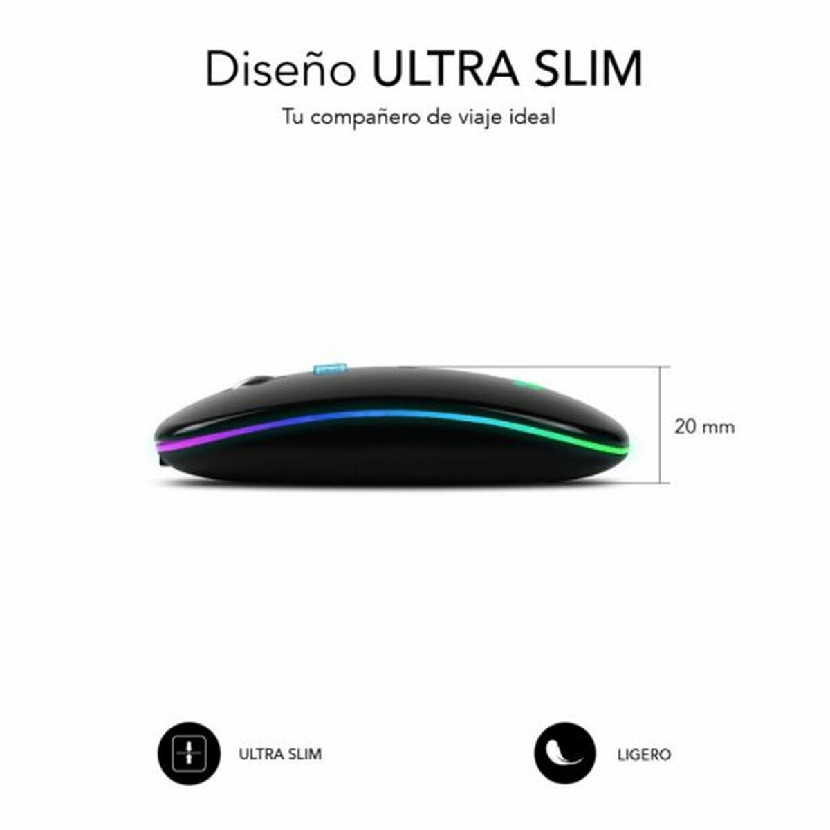 Optisk Mus Ergonomisk Subblim SUBMO-LDFLAT1 Svart 1600 dpi